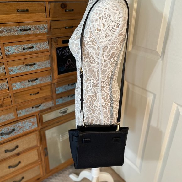 Michael Kors - Navy Leather & Faux Fur - Vintage Small Satchel / Crossbody Bag - Picture 6 of 11